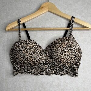 PINK Victoria's Secret Lace Bralette Leopard Lightly Lined Underwire Size Medium